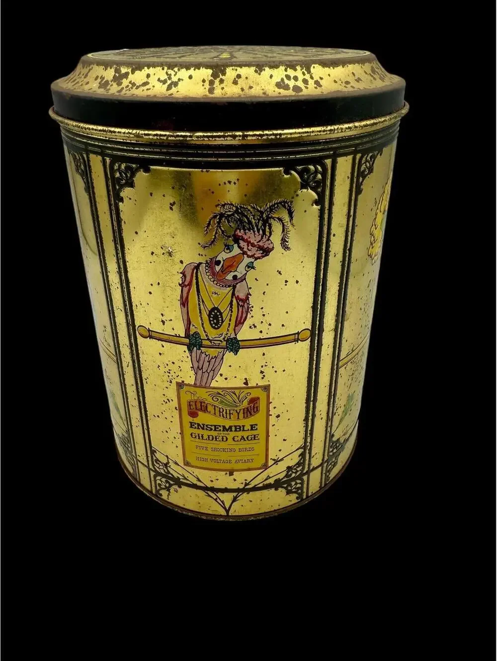 Retro Golden Nugget Casino Souvenir Tin: Gilded Cage Tropical Birds